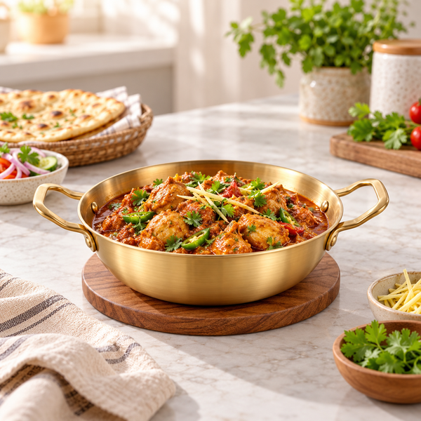 20 cm Golden Stainless-Steel Serving Karahi