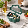 Integrated seasoning box with divided compartments and spoons