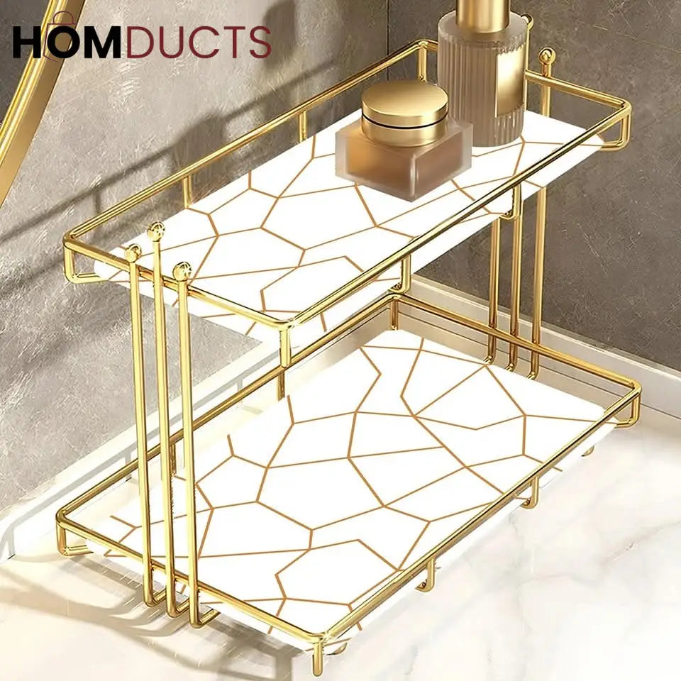 Iron Art Marble Style Nordic Makeup Organizer
