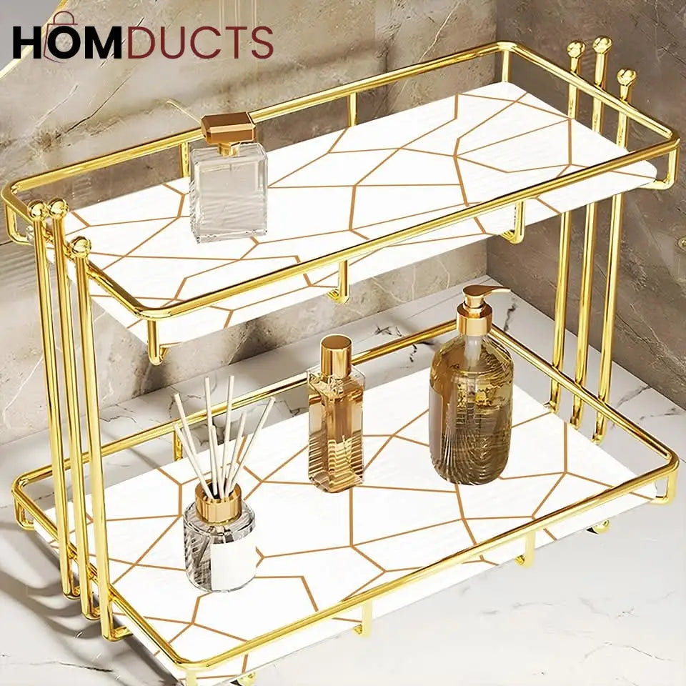 Iron Art Marble Style Nordic Makeup Organizer