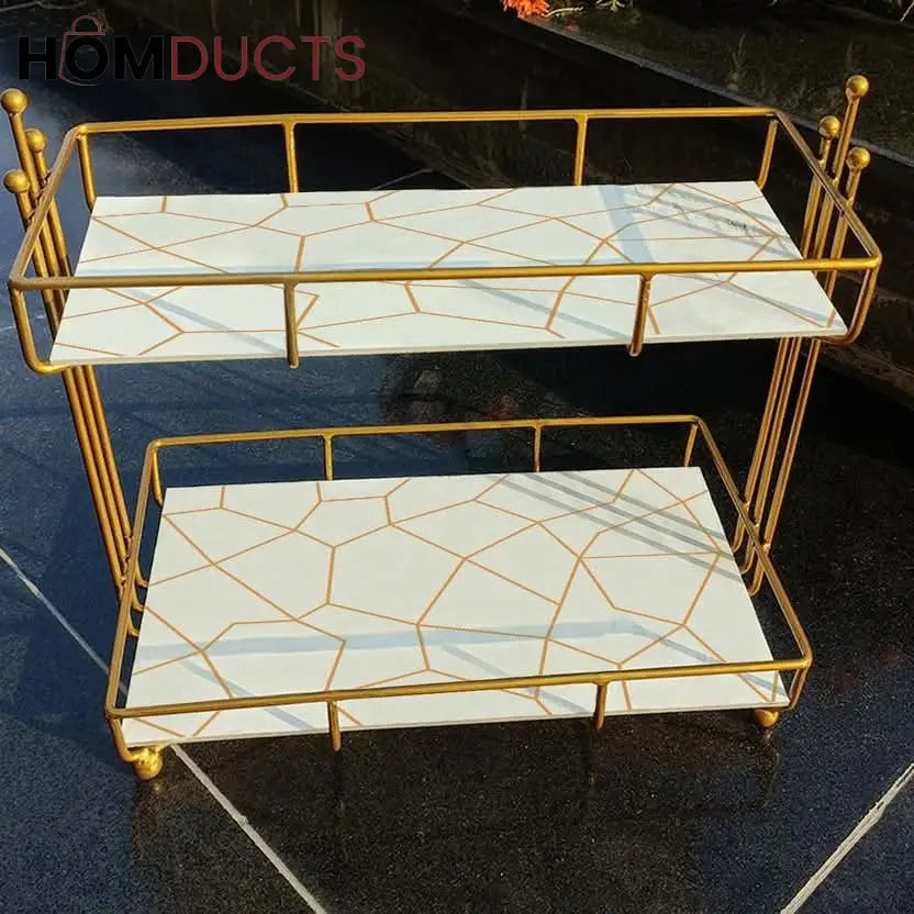 Iron Art Marble Style Nordic Makeup Organizer