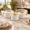 Luxury Ivory & Gold 3-Piece Insulated Hot Pot Casserole Set – 1L, 2L & 3.5L