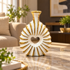 Ivory Ribbed Tissue Box with Wood-Style Top