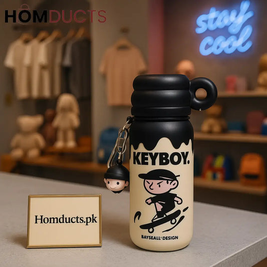 Keyboy Streetstyle Thermo Bottle – Insulated Water Flask with Charm Keychain