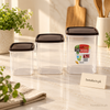 3-piece airtight transparent snack and pantry jar set