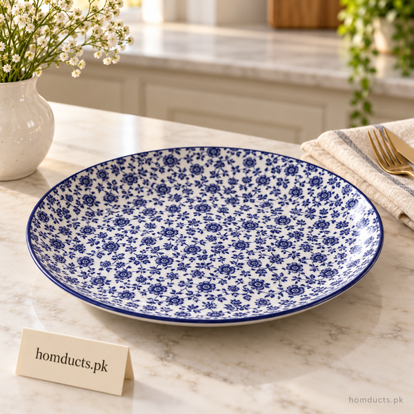Blue Floral Ceramic Dinner Plate – 10.5 Inch