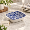 Blue Floral Rectangular Ceramic Serving Dish – 6 Inch