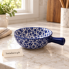 Blue Floral Ceramic Single-Handle Bowl – 6 Inch