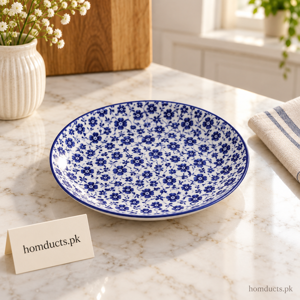 Blue Floral Ceramic Quarter Plate – 7.5 Inch