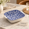 Blue Floral Rectangular Ceramic Serving Dish – 7.5 Inch