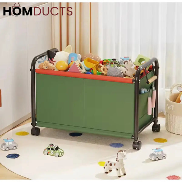 Kid's Bedroom Toy Storage Box with Wheels - Multipurpose Organizer