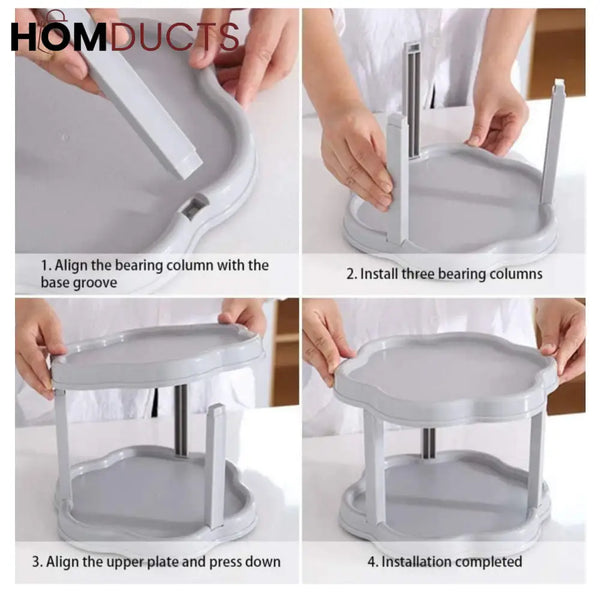 Kitchen Countertop Spice Rack Organizer With Rotating Turntable