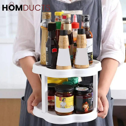 Kitchen Countertop Spice Rack Organizer With Rotating Turntable