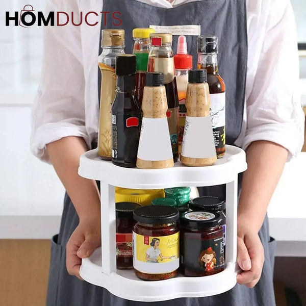 Kitchen Countertop Spice Rack Organizer With Rotating Turntable