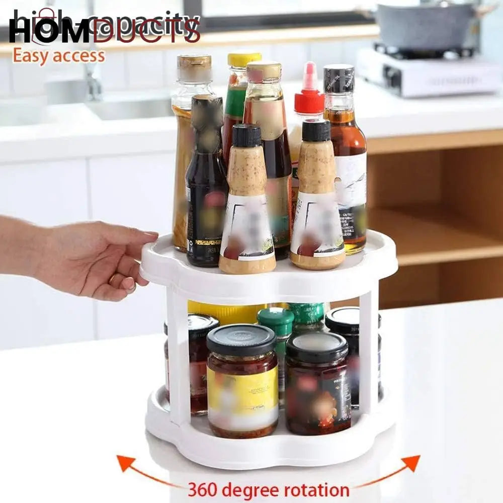 Kitchen Countertop Spice Rack Organizer With Rotating Turntable – Homducts