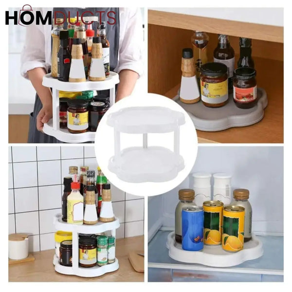 Kitchen Countertop Spice Rack Organizer With Rotating Turntable