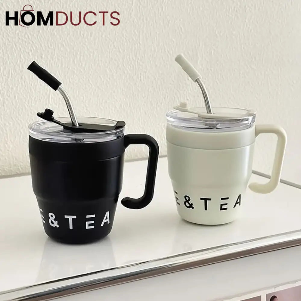 Korean Coffee Cup With Straw 480Ml