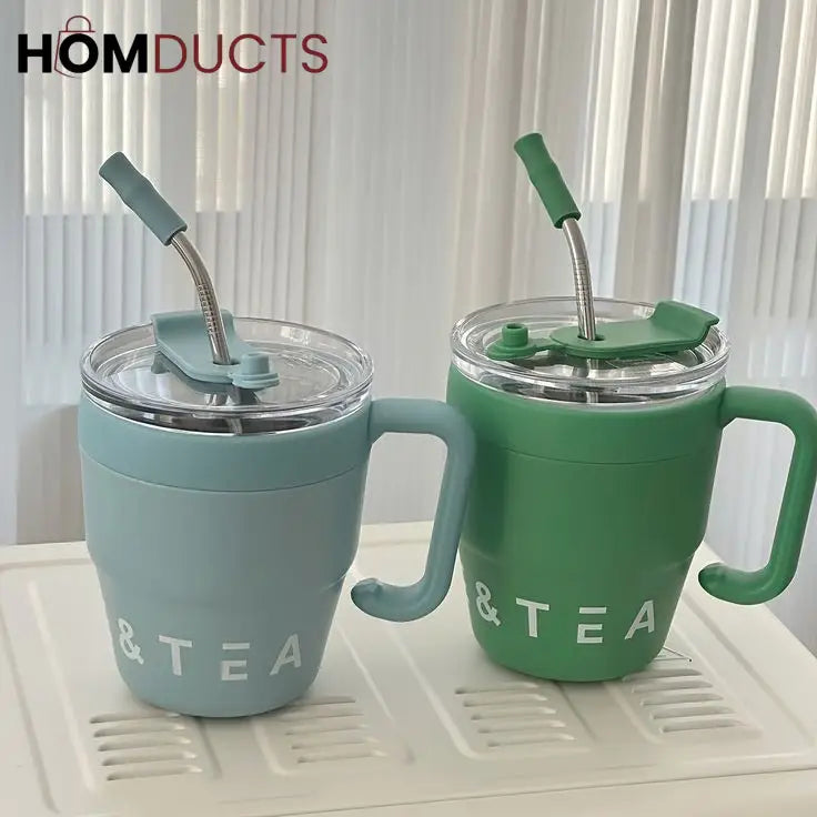 Korean Coffee Cup With Straw 480Ml