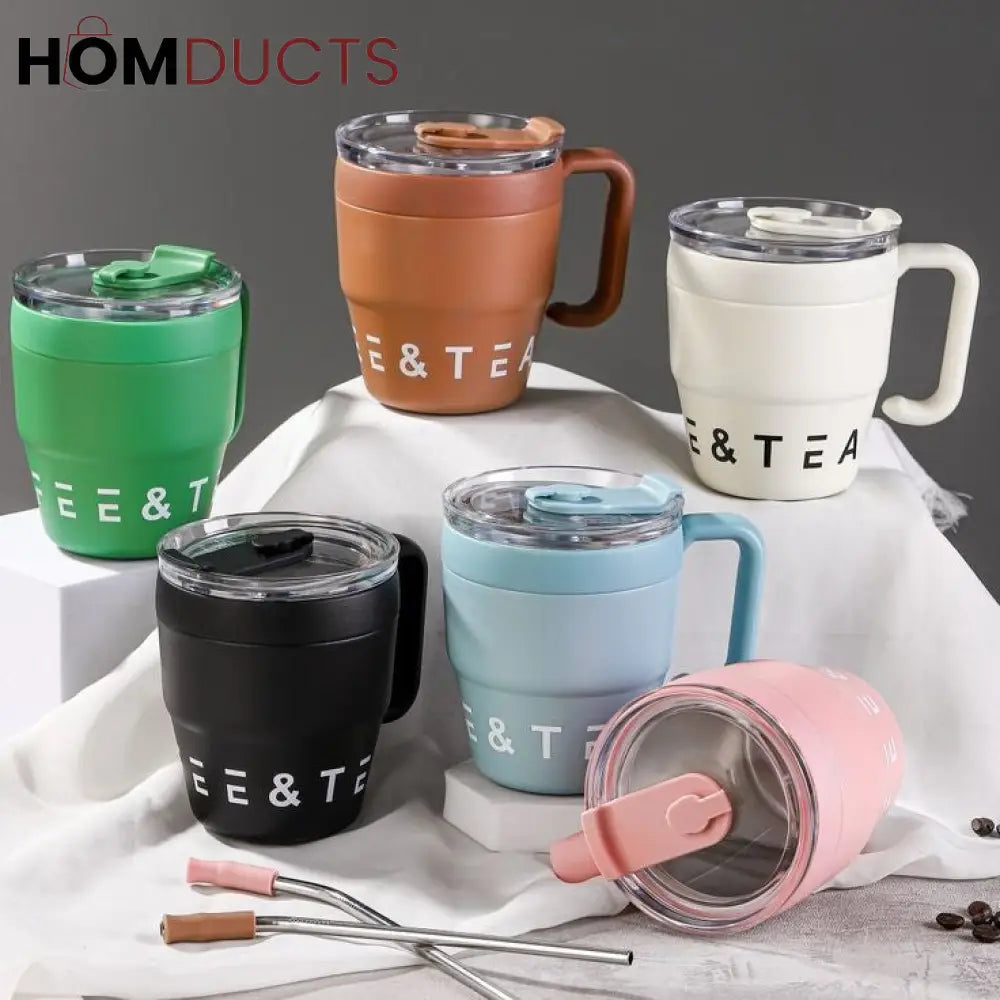 Korean Coffee Cup With Straw 480Ml