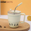 Korean Coffee Cup With Straw 480Ml White