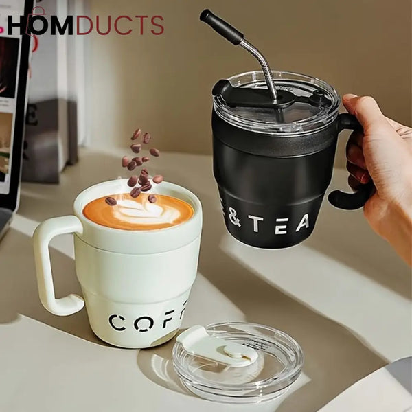 Korean Coffee Cup With Straw 480Ml