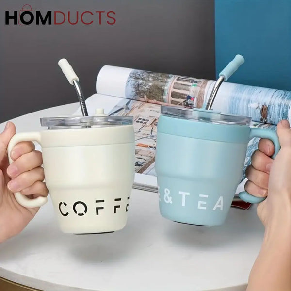 Korean Coffee Cup With Straw 480Ml