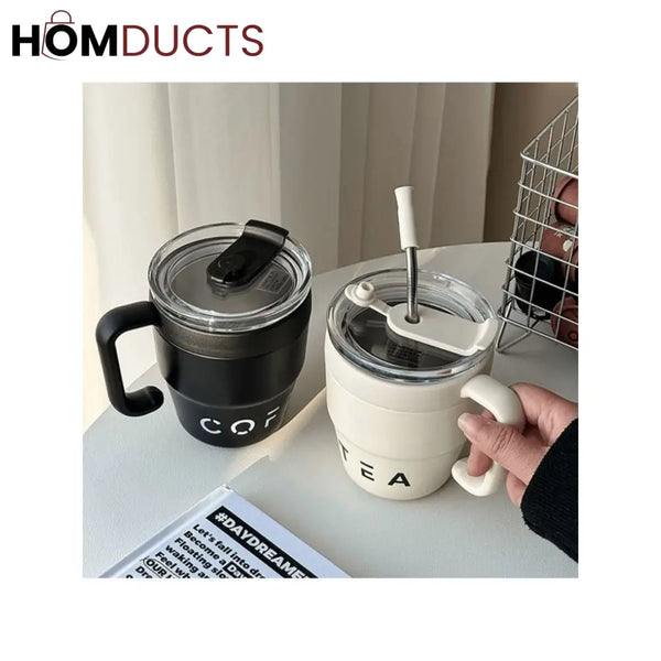 Korean Coffee Cup With Straw 480Ml