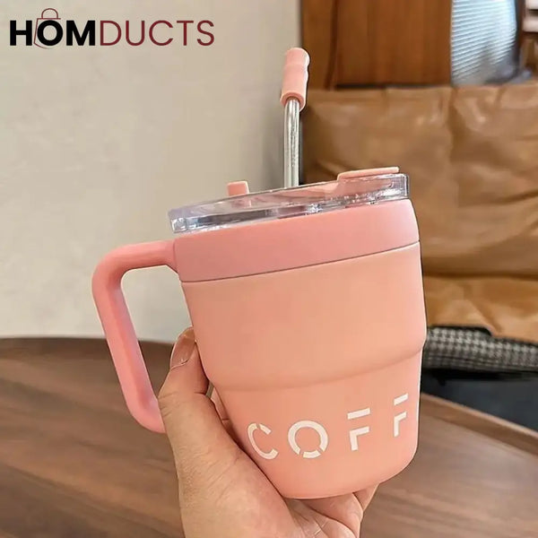 Korean Coffee Cup With Straw 480Ml