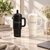 800ml black and white stainless steel vacuum tumblers