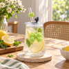 320ml curved glass sipper with 3D bow and straw