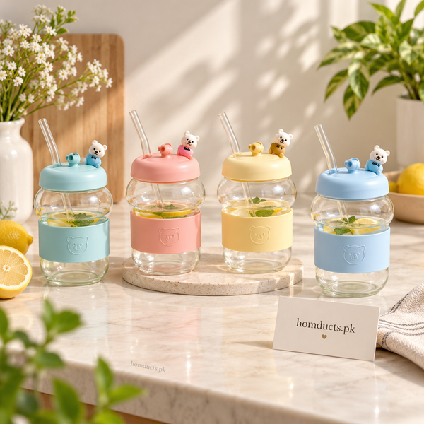 Cute glass straw sippers with pastel silicone sleeves