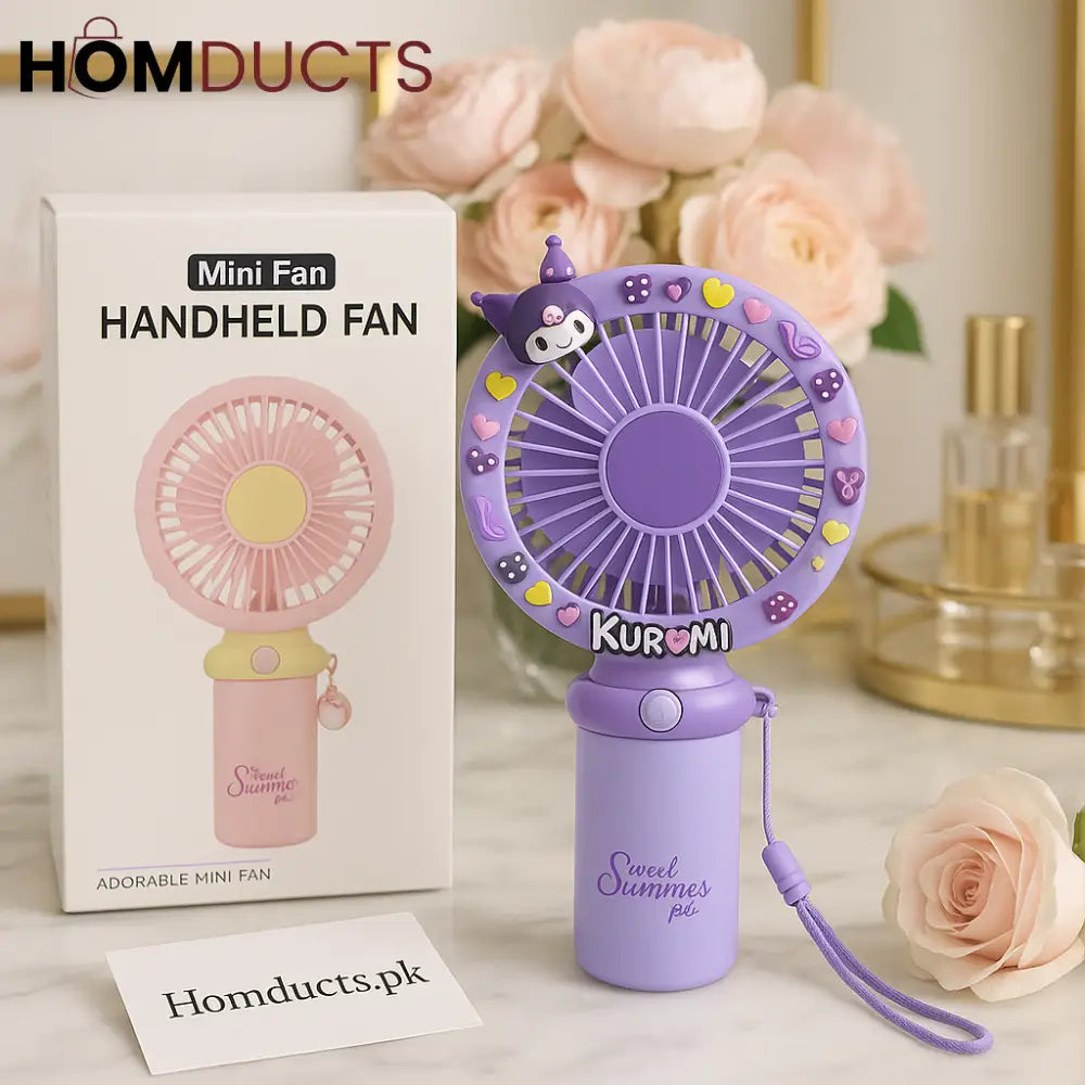 Kuromi Handheld Mini Fan – Portable Rechargeable Summer Fan