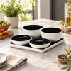 Black and White Salad Serving Set in a premium lifestyle setting