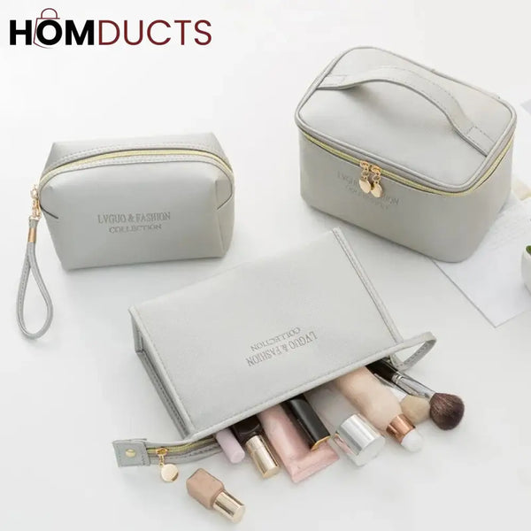 Large Capacity 3Pcs Pu Travel Cosmetic Bag White J & C Organizer