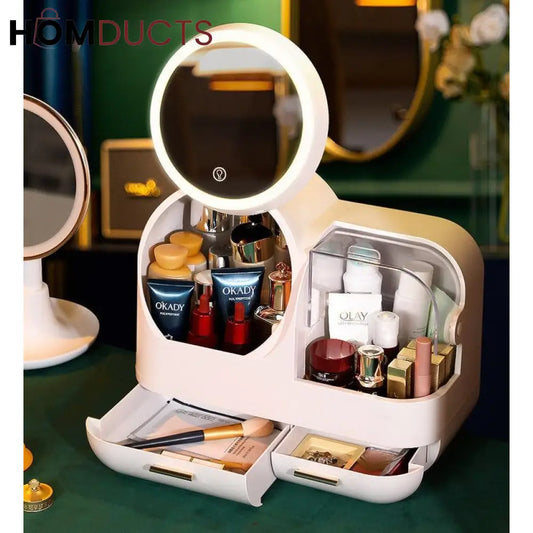 Large Capacity Cosmetic Organizer With Internal Fan And Led Mirror J & C