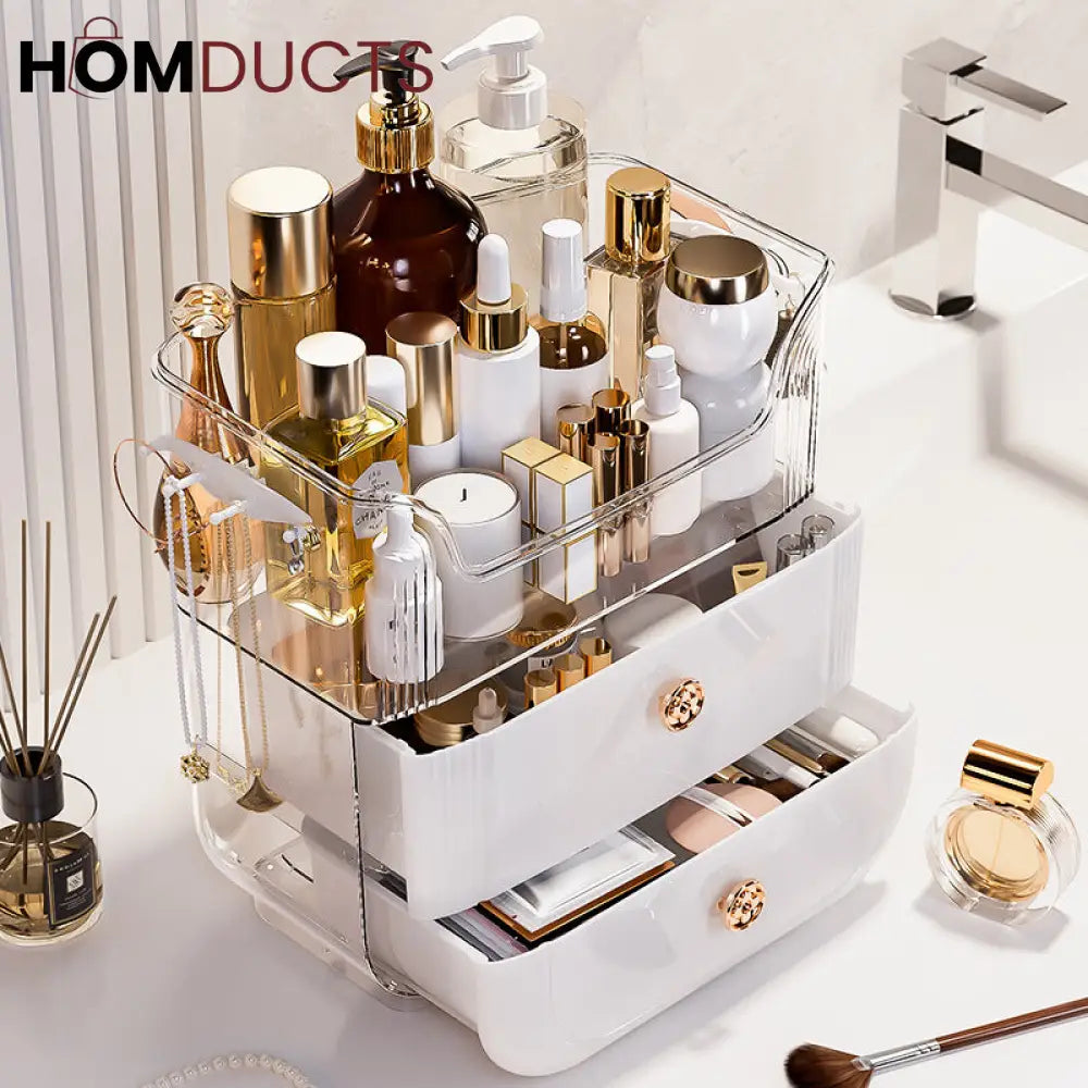 Large-Capacity Makeup Storage Box & Vanity Organizer for Skincare & Jewelry