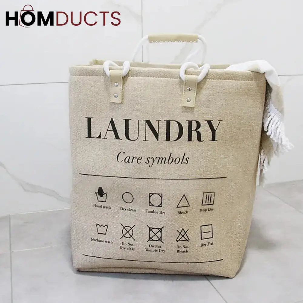 Large Waterproof Laundry Basket with Stylish Leather Handles