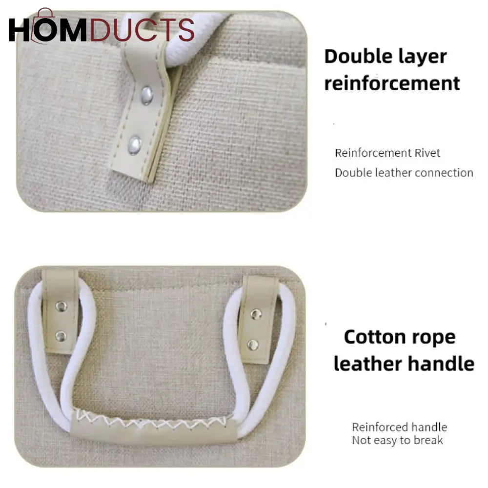 Large Waterproof Laundry Basket with Stylish Leather Handles