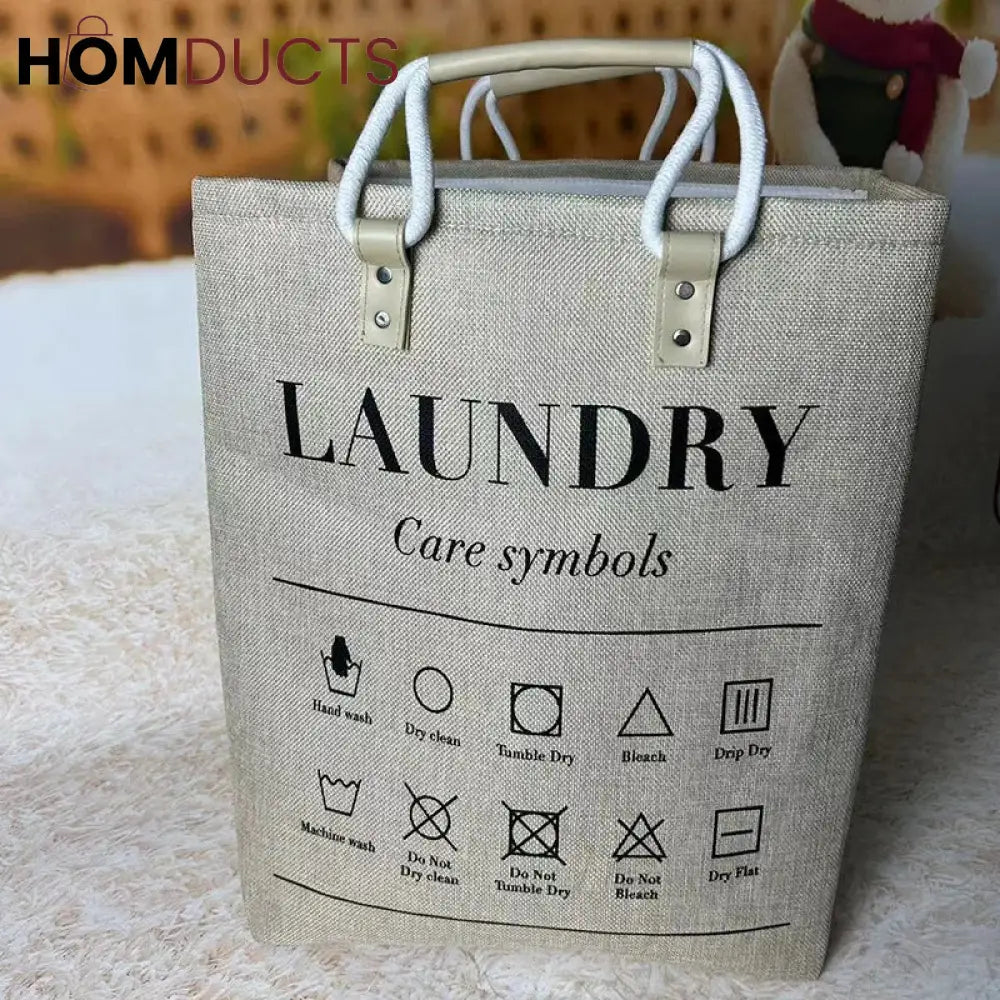 Large Waterproof Laundry Basket with Stylish Leather Handles