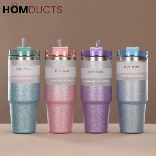 Leakproof Insulated Stainless Steel Travel Mug with Straw & Lid - Perfect for Hot & Cold Drinks