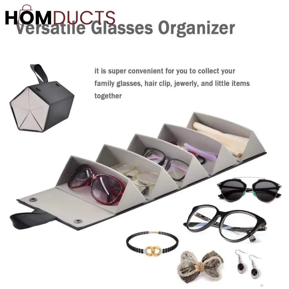 Leather Sun Glasses Organizer (5 Slots) J & C