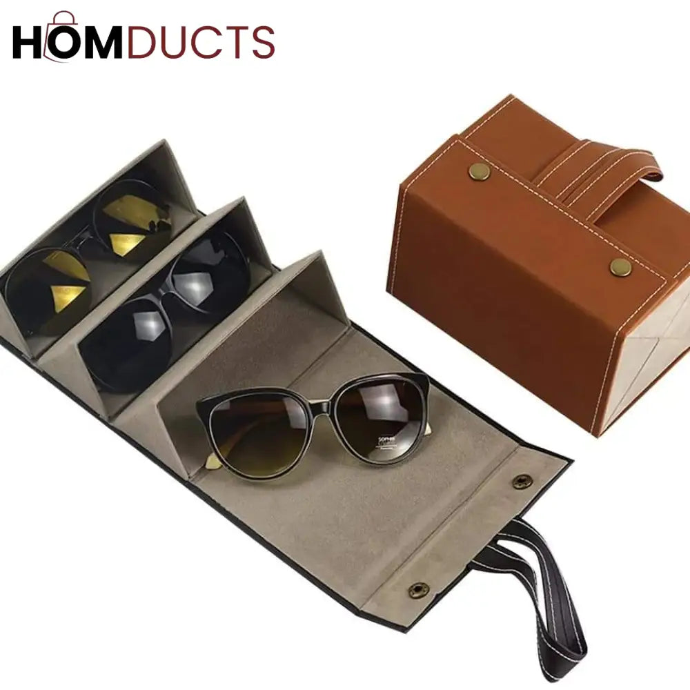 Leather Sun Glasses Organizer (5 Slots) J & C