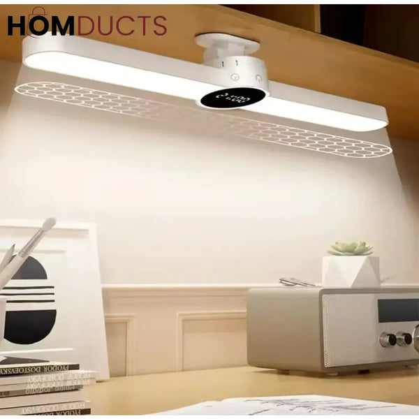 LED Desk Lamp with Magnetic Clock - USB Rechargeable & Stepless Dimming