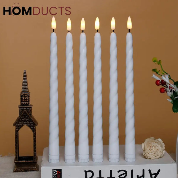 LED Twisted Taper Candle – 1pc Flameless Ivory Candle with Realistic Warm Glow