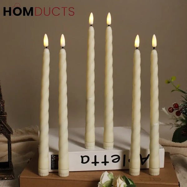 LED Twisted Taper Candle – 1pc Flameless Ivory Candle with Realistic Warm Glow