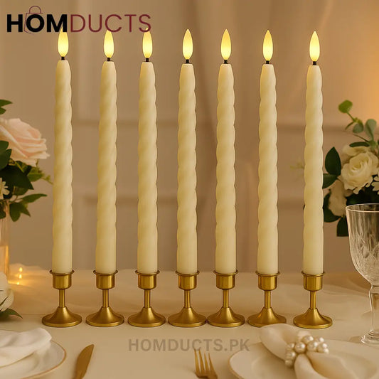 LED Twisted Taper Candle – 1pc Flameless Ivory Candle with Realistic Warm Glow