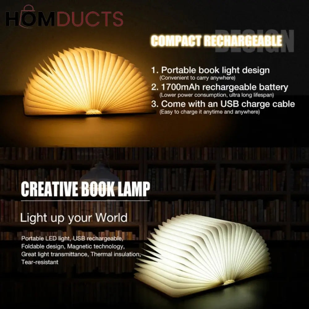 Led Wooden Book Lamp