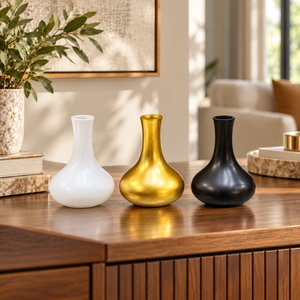 Long neck mini decorative vase in three colours