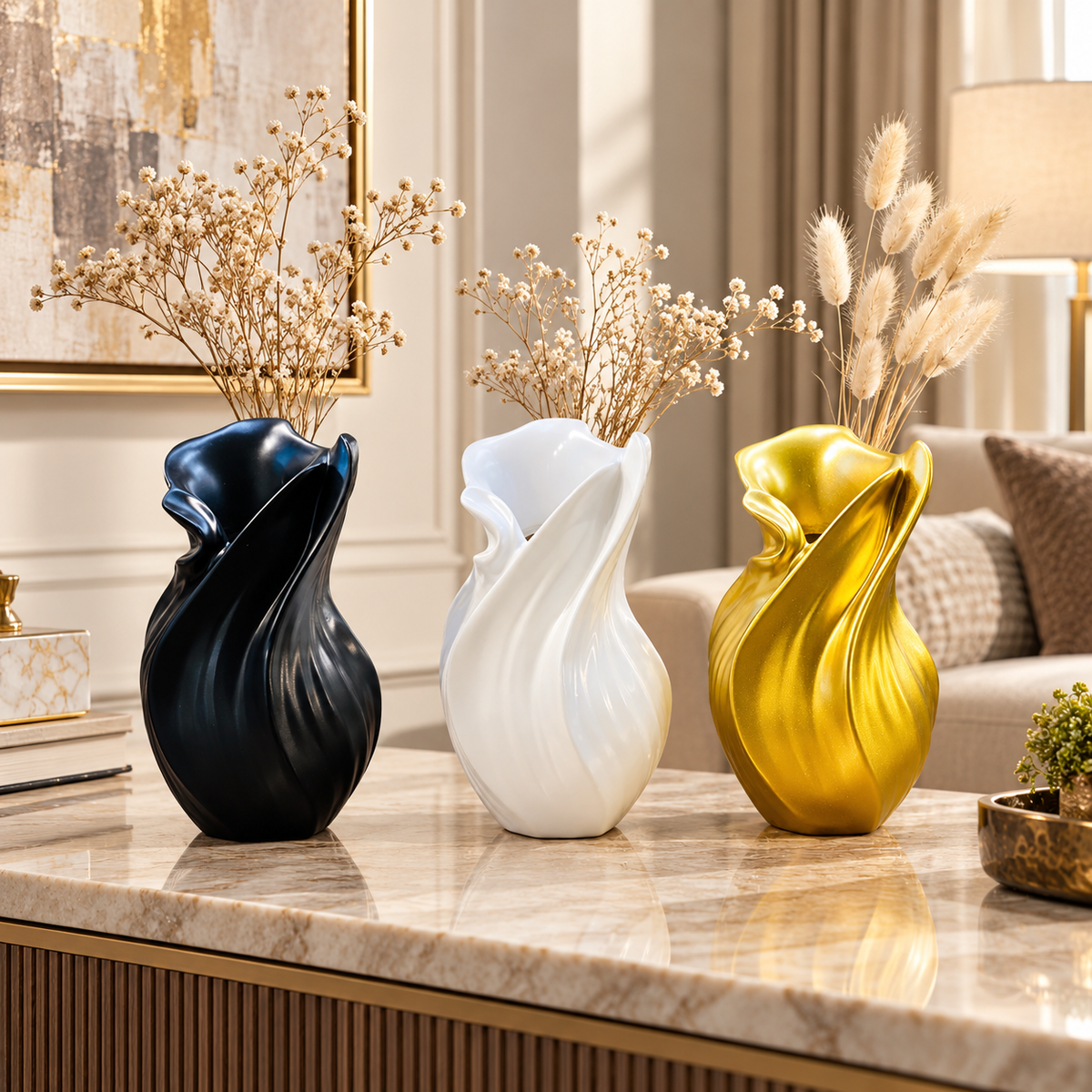 Lotus Fold Resin Decorative Vase