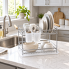 Multifunction Black Countertop Dish Drying Rack lifestyle view